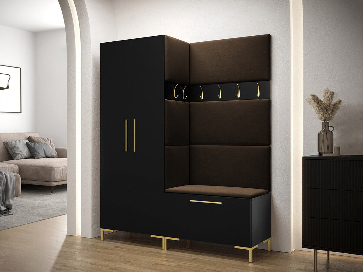 Előszoba garnitúra ZILION I (Frunemfta I), Keret színe: Fekete, Puha falpanel színe: Manila 04