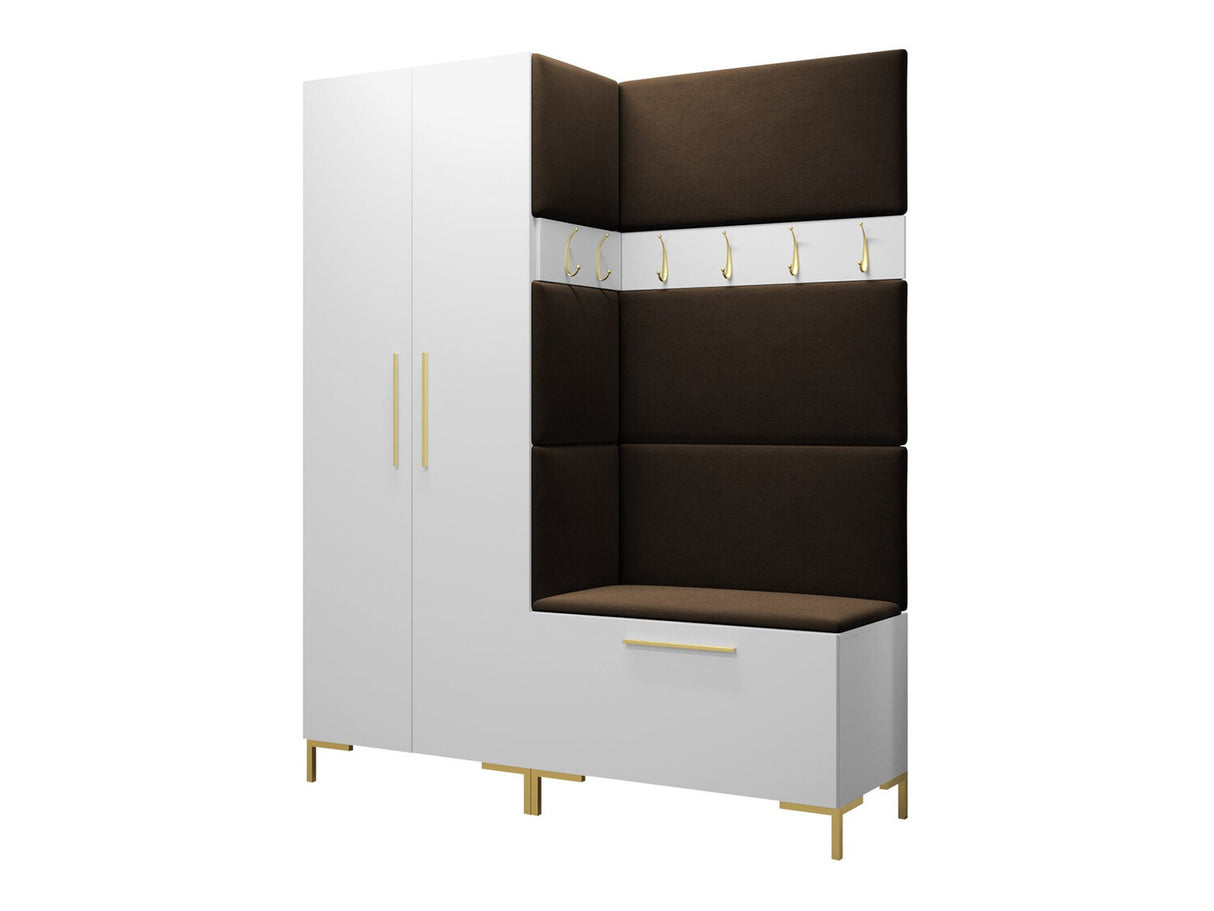 Előszoba garnitúra ZILION I (Frunemfta I), Keret színe: Fehér, Puha falpanel színe: Manila 04