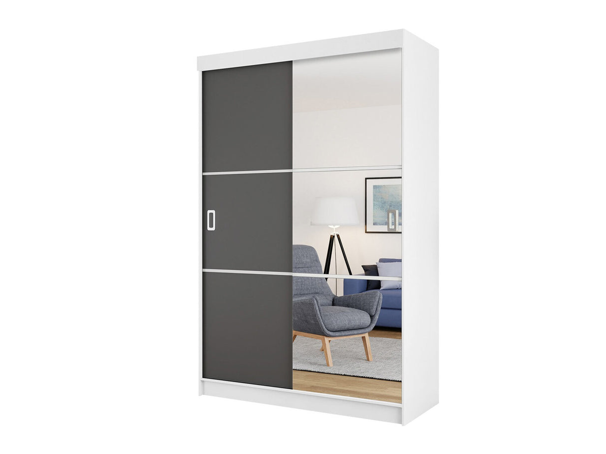Gardróbszekrény 138 BILL III (Iceland 138 III), Szín: Fehér + Grafit, Led világítás: Igen (RGB)