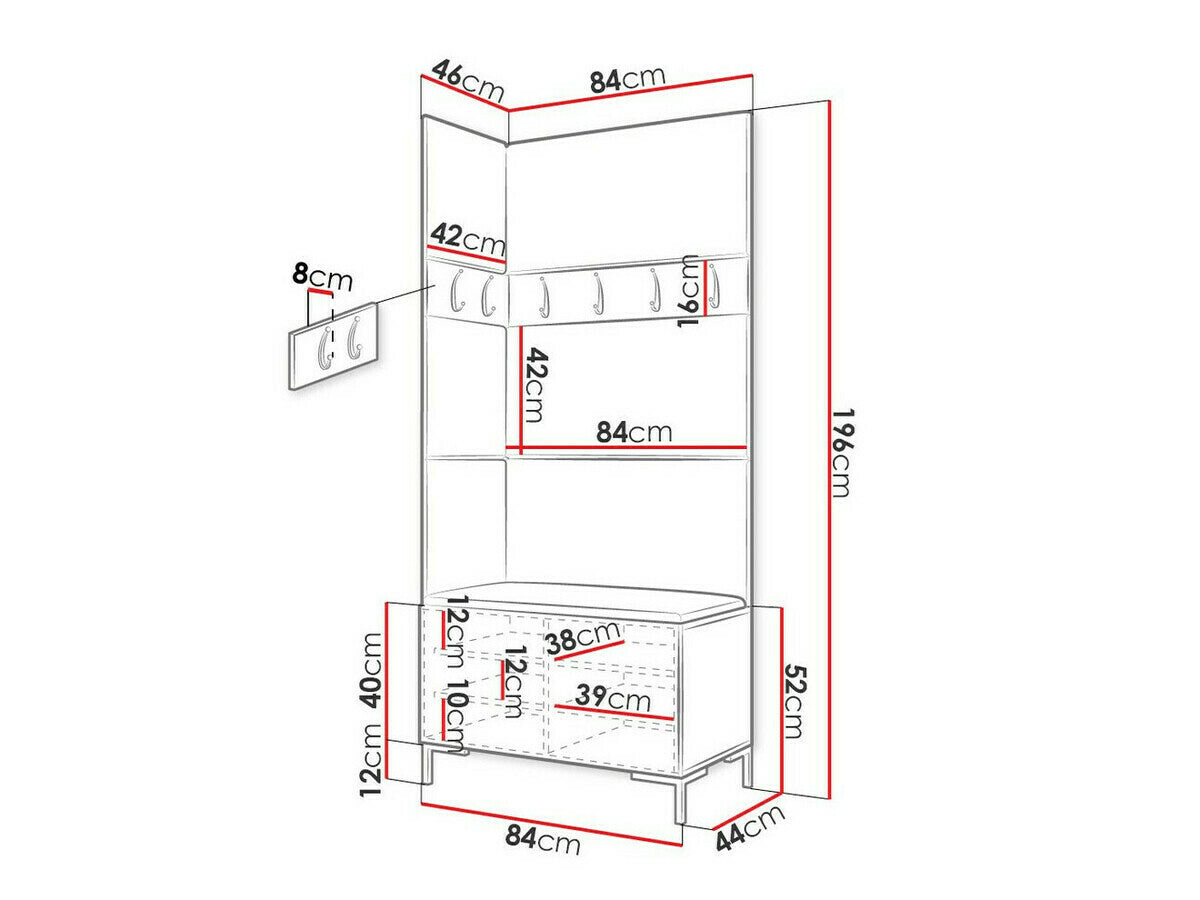 Előszoba garnitúra ZILION IV (Frunemfta IV), Keret színe: Fekete, Puha falpanel színe: Manila 04