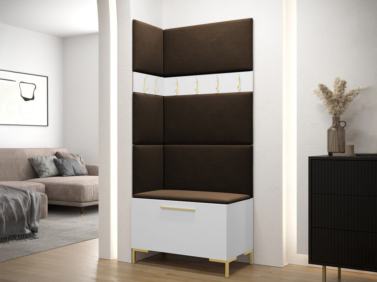 Előszoba garnitúra ZILION IV (Frunemfta IV), Keret színe: Fehér, Puha falpanel színe: Manila 04