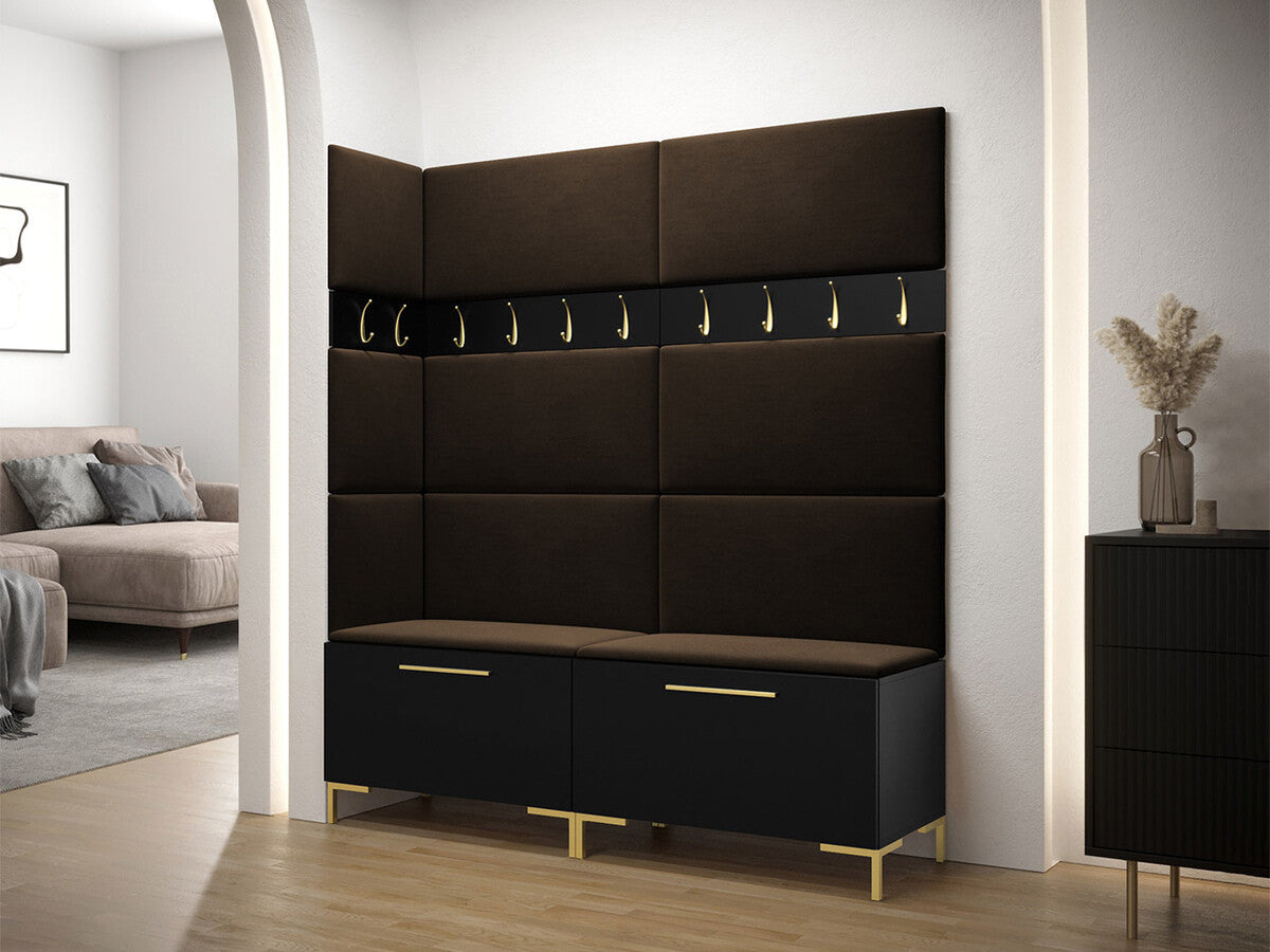 Előszoba garnitúra ZILION V (Frunemfta V), Keret színe: Fekete, Puha falpanel színe: Manila 04