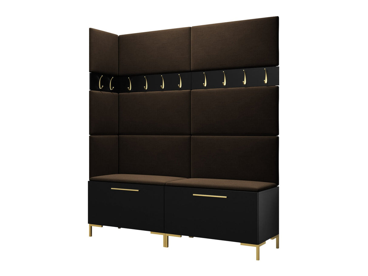 Előszoba garnitúra ZILION V (Frunemfta V), Keret színe: Fekete, Puha falpanel színe: Manila 04