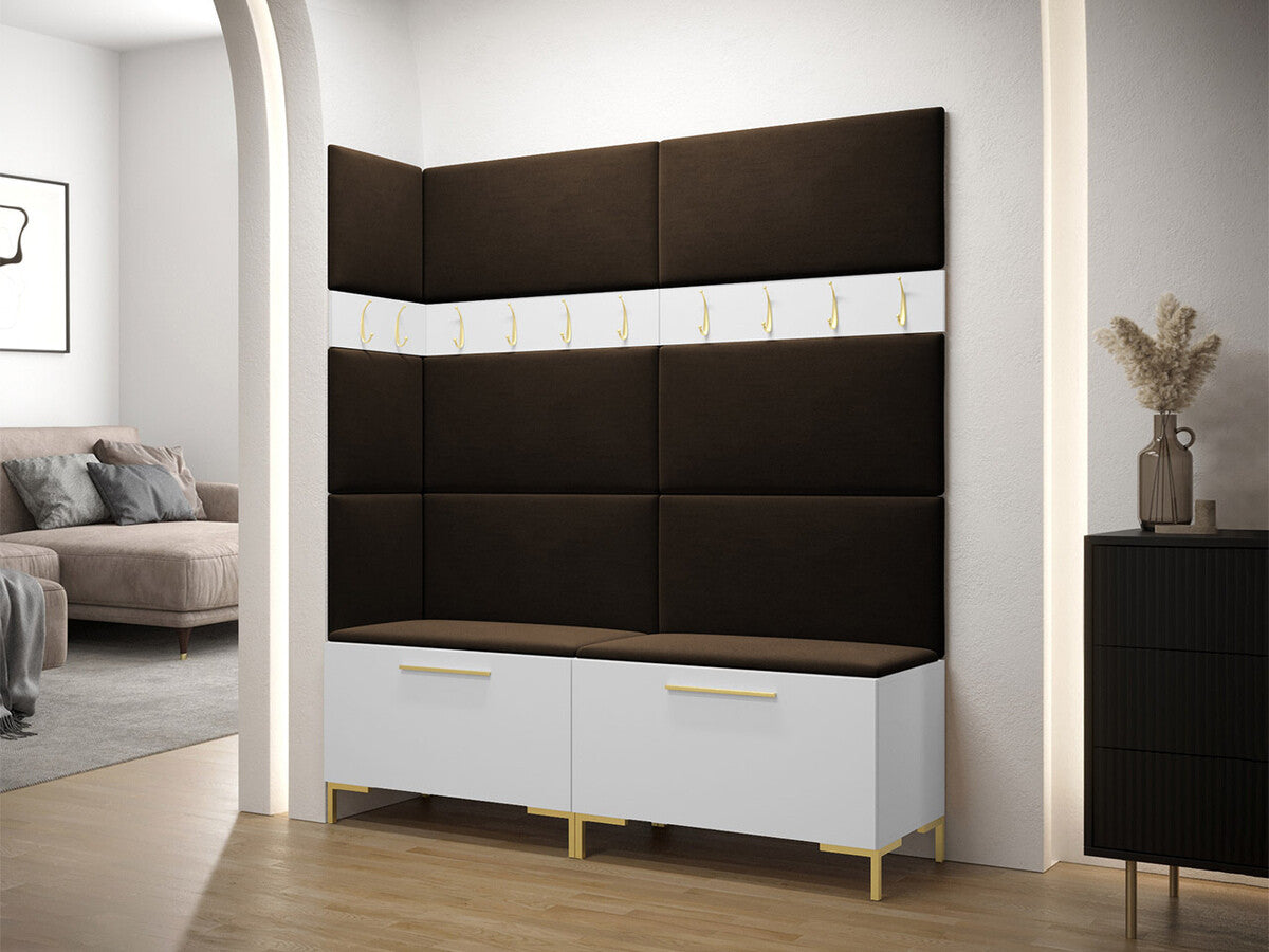 Előszoba garnitúra ZILION V (Frunemfta V), Keret színe: Fehér, Puha falpanel színe: Manila 04