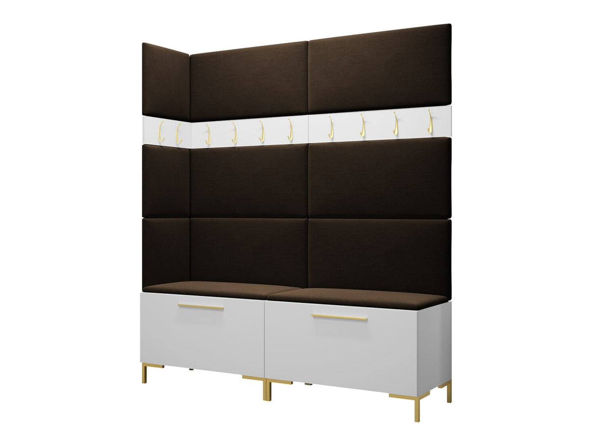 Előszoba garnitúra ZILION V (Frunemfta V), Keret színe: Fehér, Puha falpanel színe: Manila 04