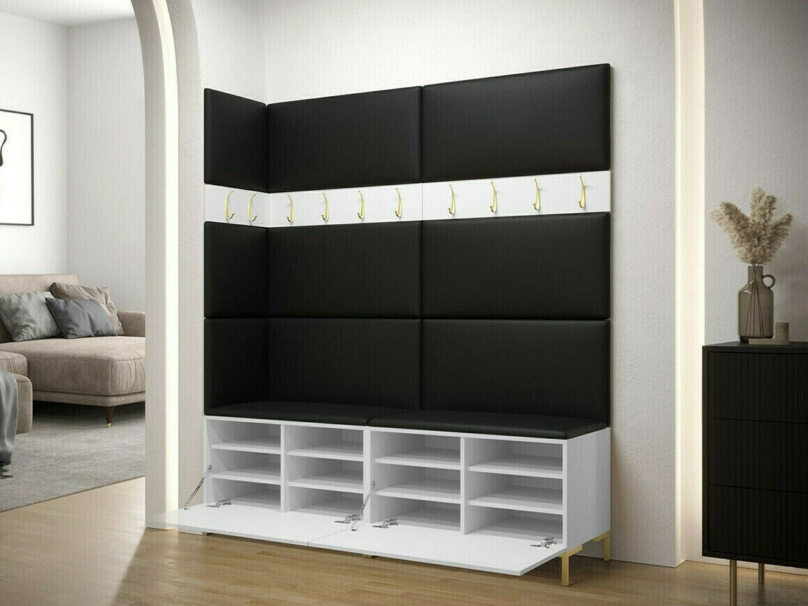 Előszoba garnitúra ZILION V (Frunemfta V), Keret színe: Fehér, Puha falpanel színe: Manila 04