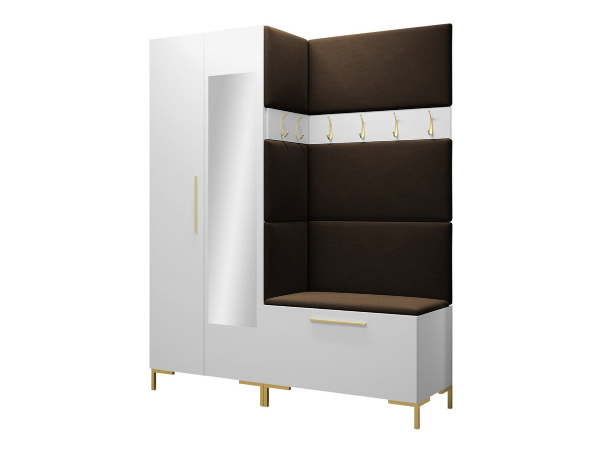 Előszoba garnitúra ZILION IX (Frunemfta IX), Keret színe: Fehér, Puha falpanel színe: Manila 04