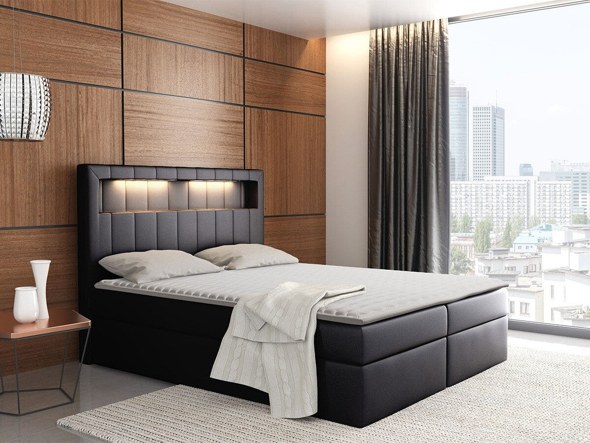 Kontinentális ágy ASPEN (Ruletka), Szín: Öko bőr Soft 011, Alvó felület mérete: 180 x 200 cm