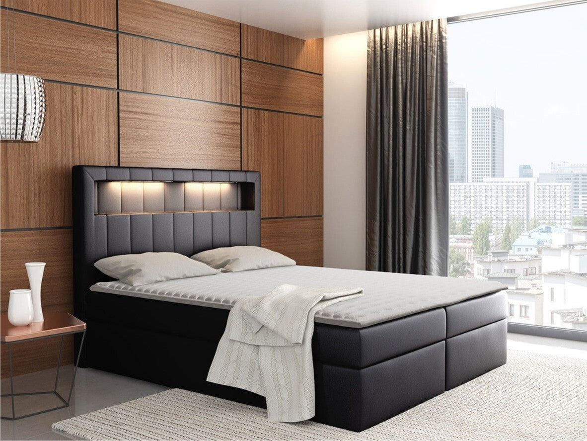 Kontinentális ágy ASPEN (Ruletka), Szín: Öko bőr Soft 011, Alvó felület mérete: 200 x 200 cm