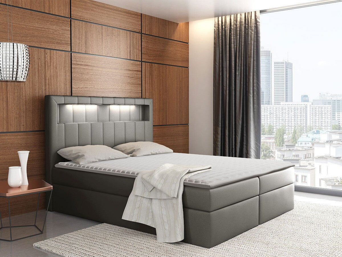 Kontinentális ágy ASPEN (Ruletka), Szín: Öko bőr Soft 029, Alvó felület mérete: 180 x 200 cm