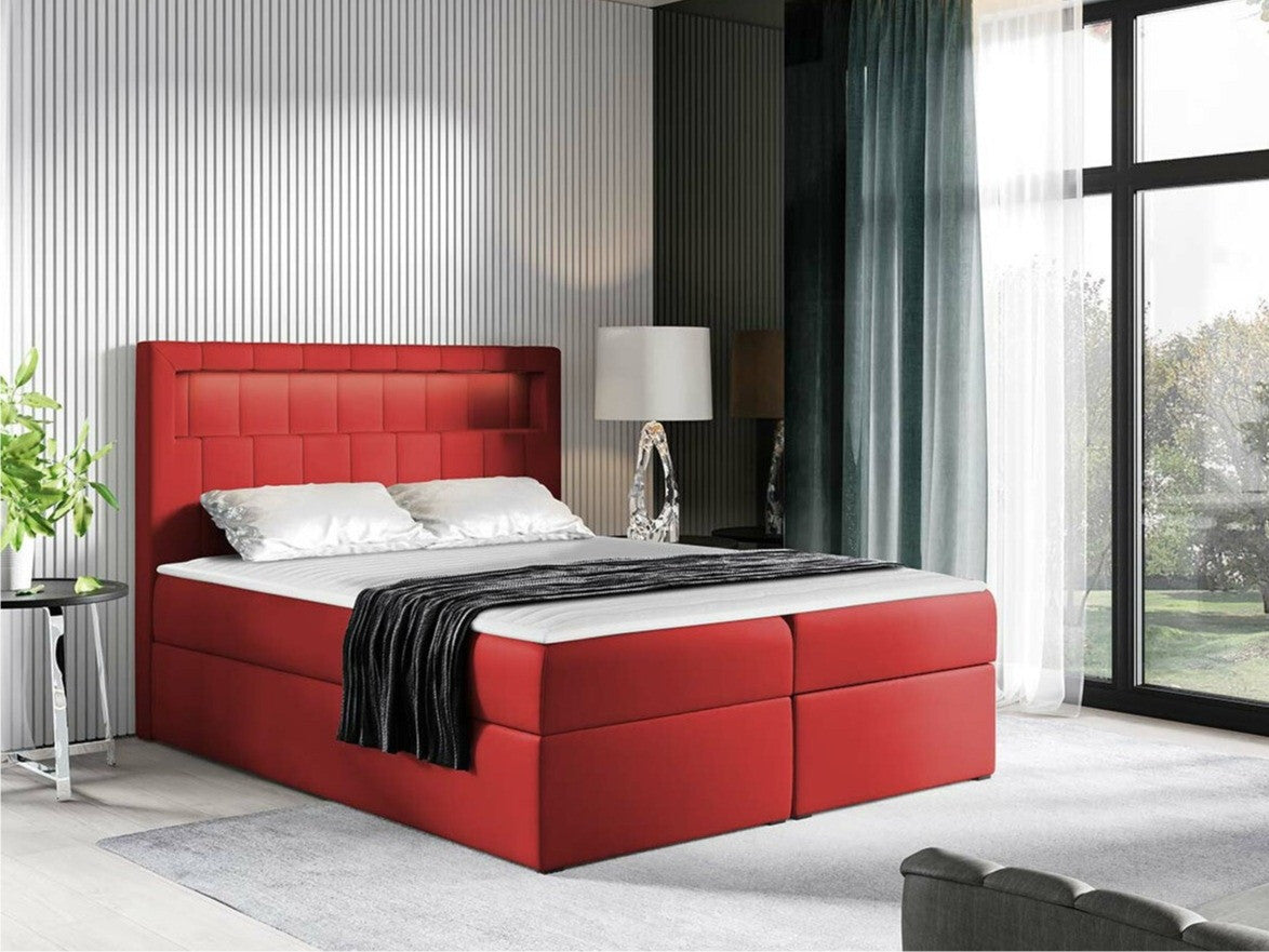 Kontinentális ágy ASPEN (Ruletka), Szín: Öko bőr Soft 010, Alvó felület mérete: 180 x 200 cm