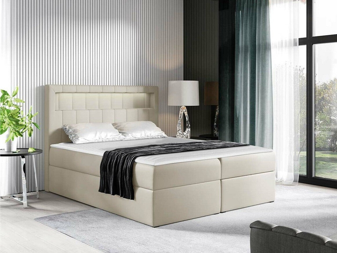 Kontinentális ágy ASPEN (Ruletka), Szín: Öko bőr Soft 033, Alvó felület mérete: 120 x 200 cm