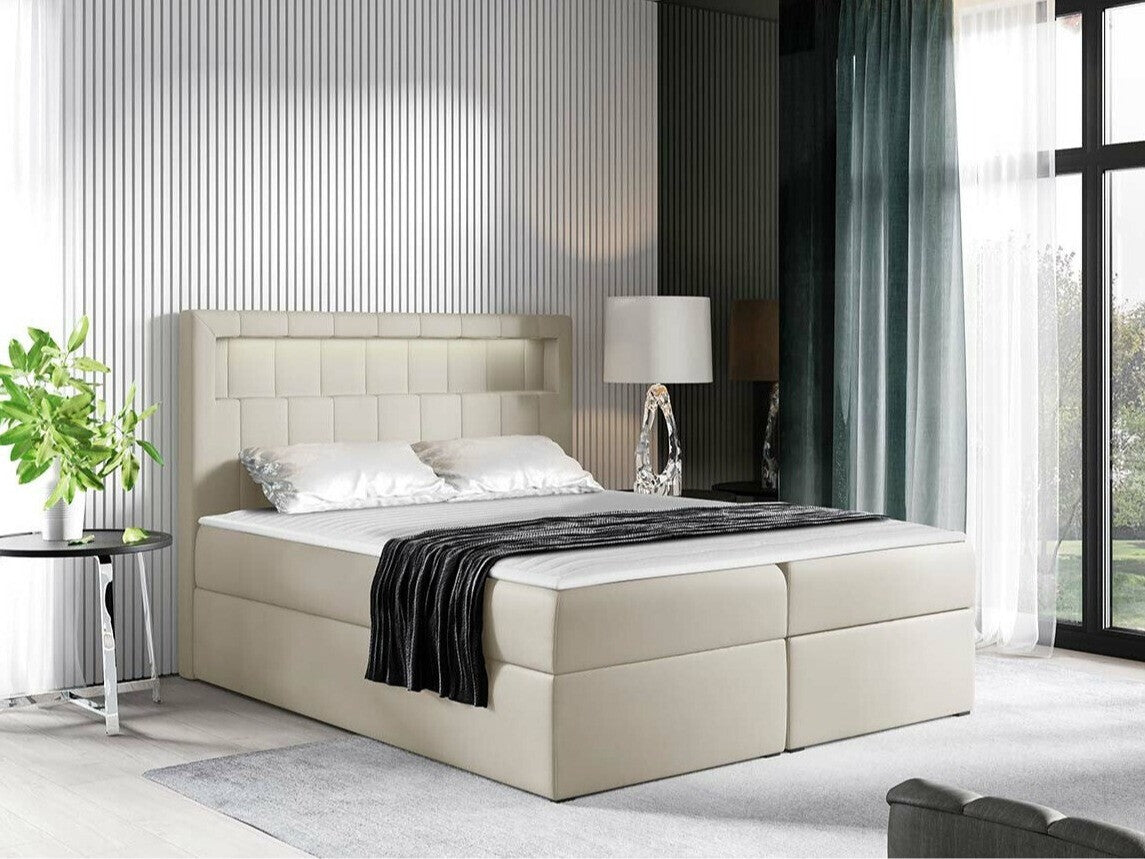 Kontinentális ágy ASPEN (Ruletka), Szín: Öko bőr Soft 033, Alvó felület mérete: 140 x 200 cm