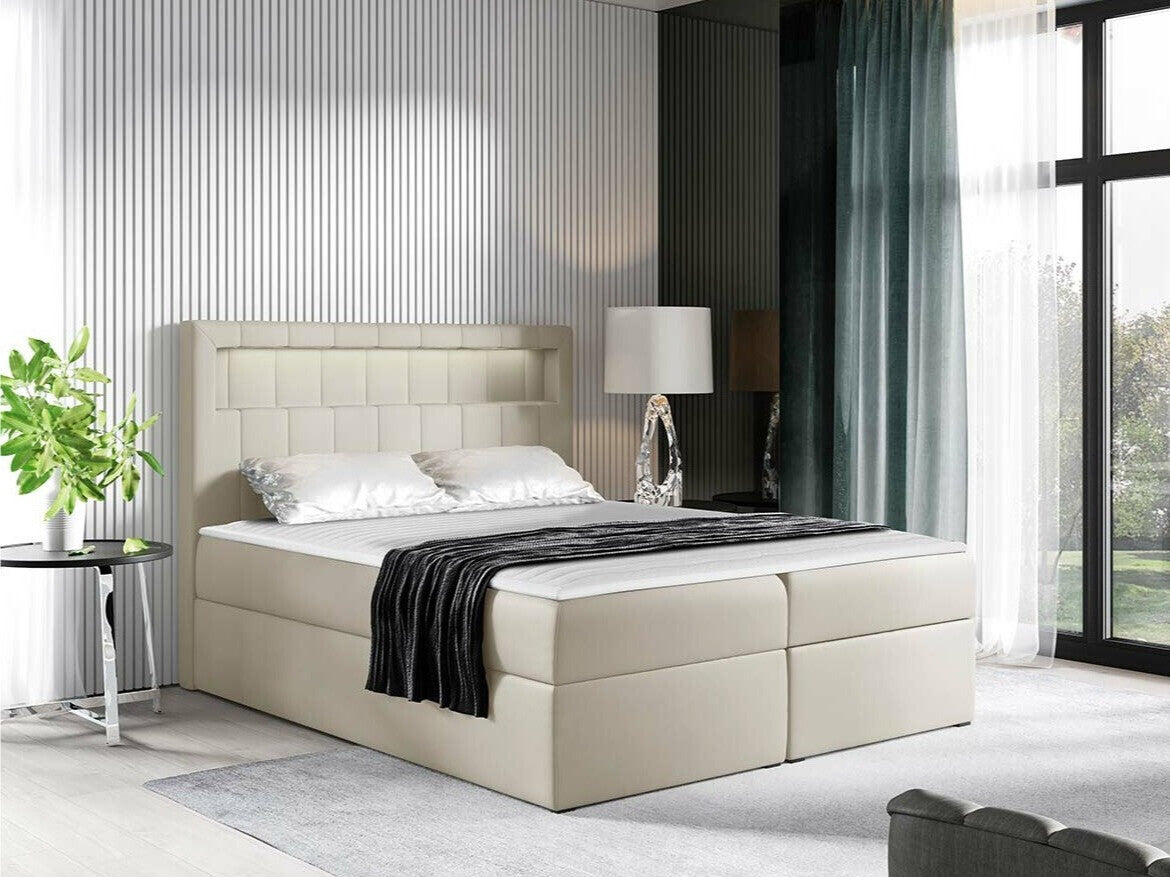 Kontinentális ágy ASPEN (Ruletka), Szín: Öko bőr Soft 033, Alvó felület mérete: 180 x 200 cm