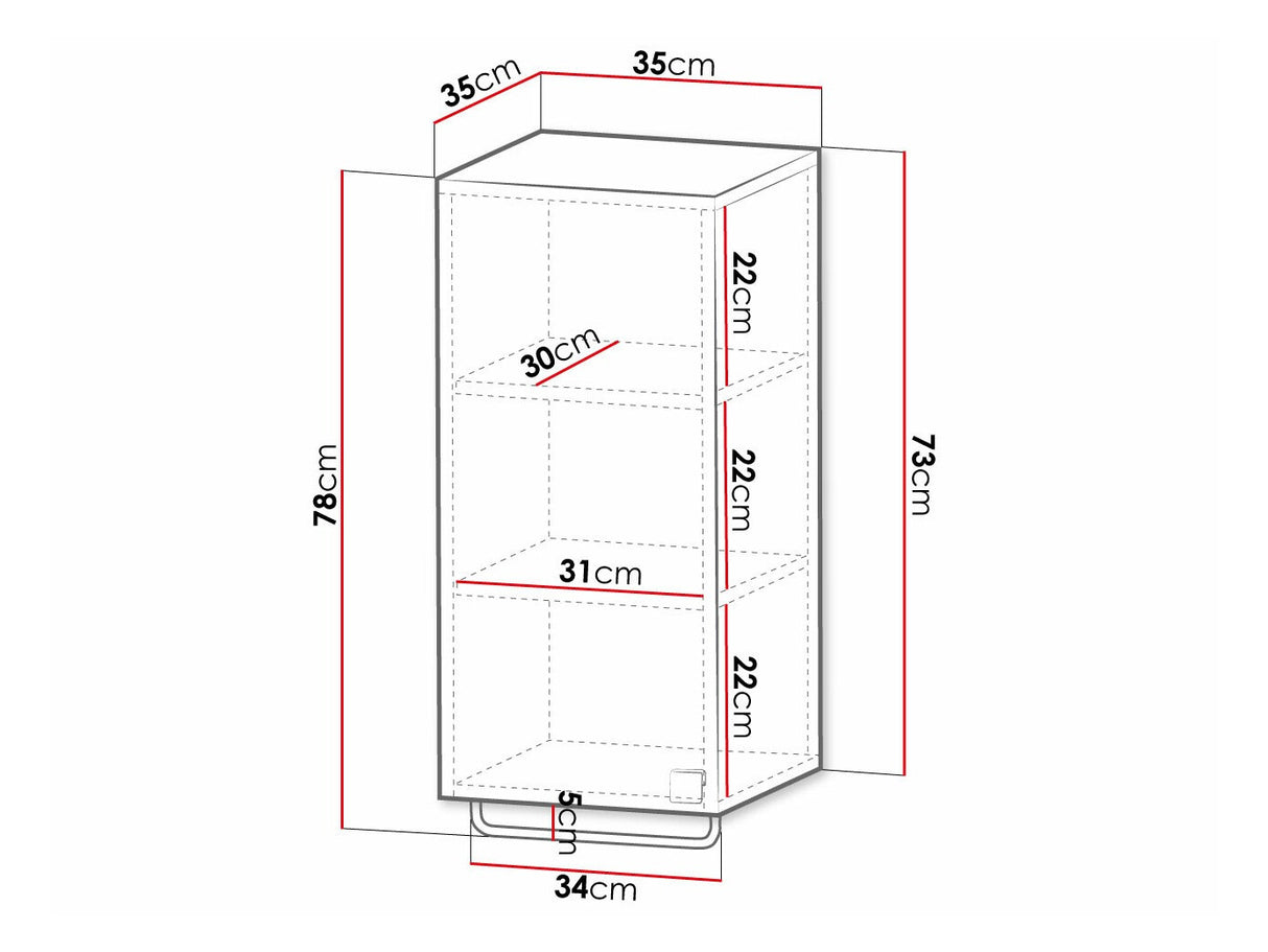 Fali fürdőszoba szekrény Słupek łazienkowy GARIANO 03 Biały 5903211210747 (Fehér)