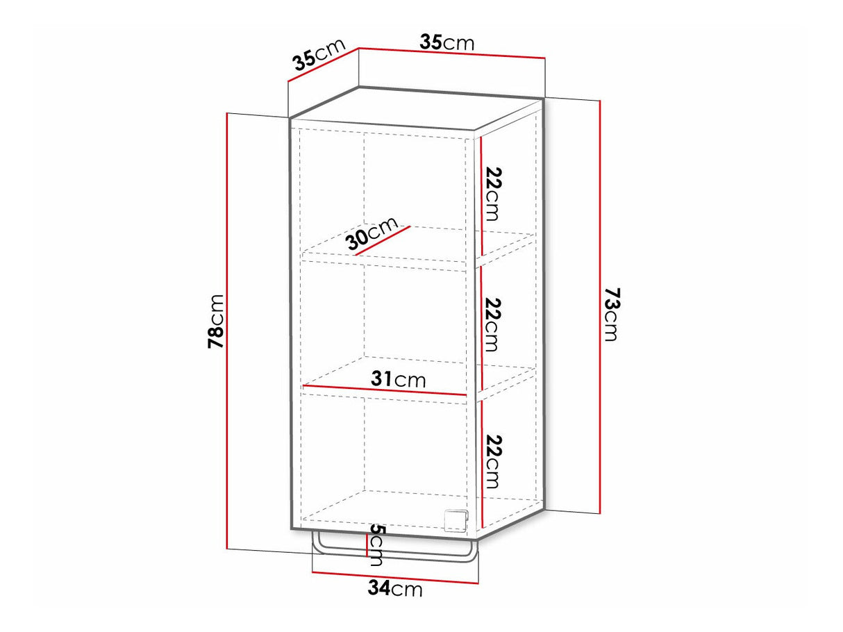 Fali fürdőszoba szekrény Słupek łazienkowy GARIANO 03 Szary 5903211210761 (Szürke)