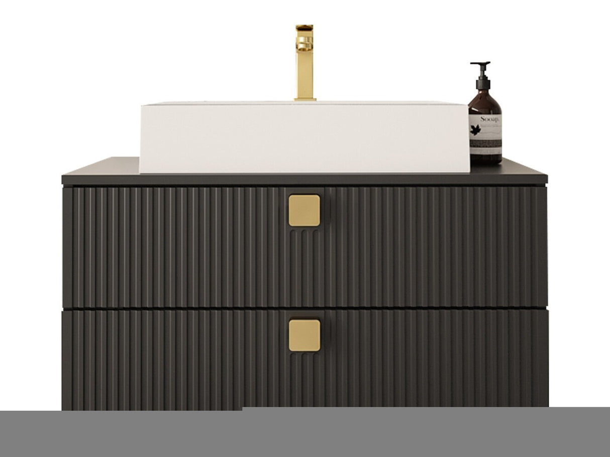 Fali szekrény mosdónak GARIANO 01, Szín: Fekete, Mosdókagyló: Igen