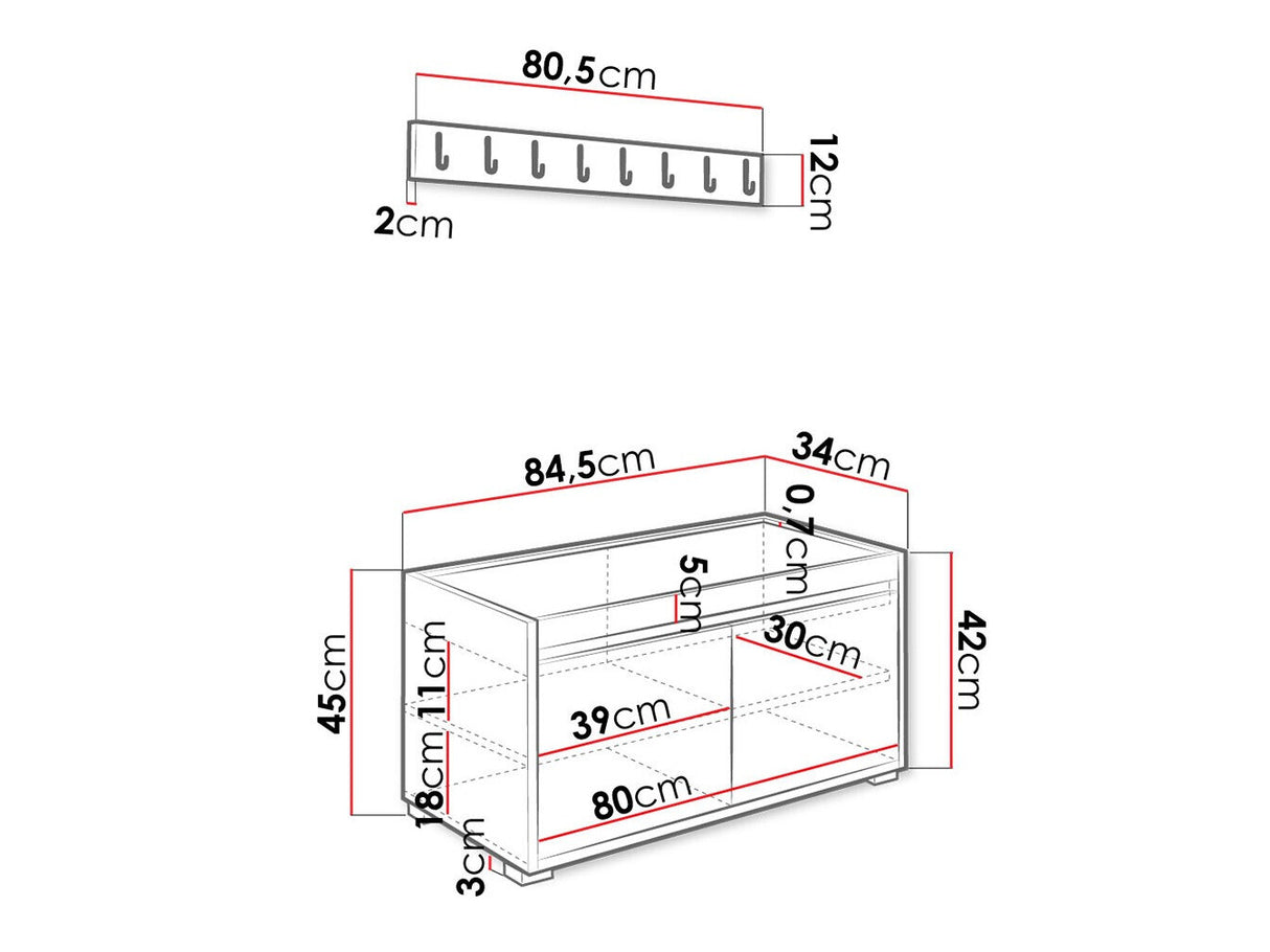 Előszoba garnitúra GRAWIS (Konkor) 80 + 12sz, Szín: Fehér + Manila 04
