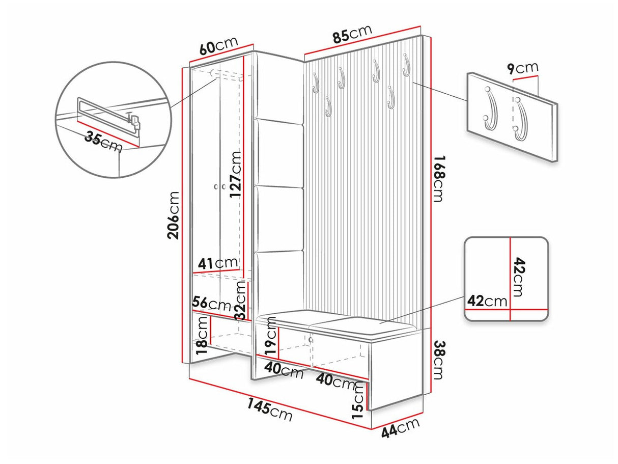 Előszoba garnitúra Balma III (Esmoltis), Szín: Artisan tölgy + Manila 04