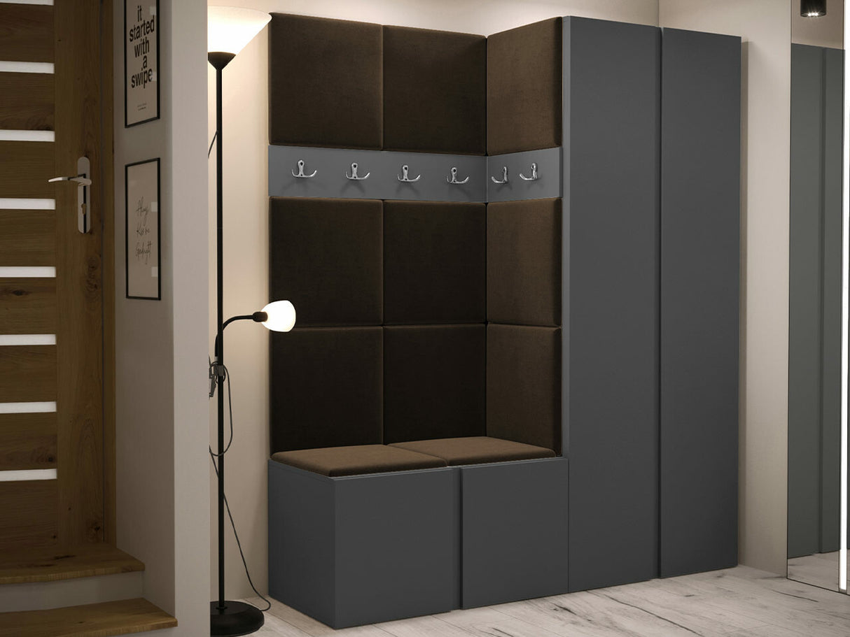 Előszoba garnitúra ORION III (Tavasz III), Keret színe: Grafit, Puha falpanel színe: Manila 04