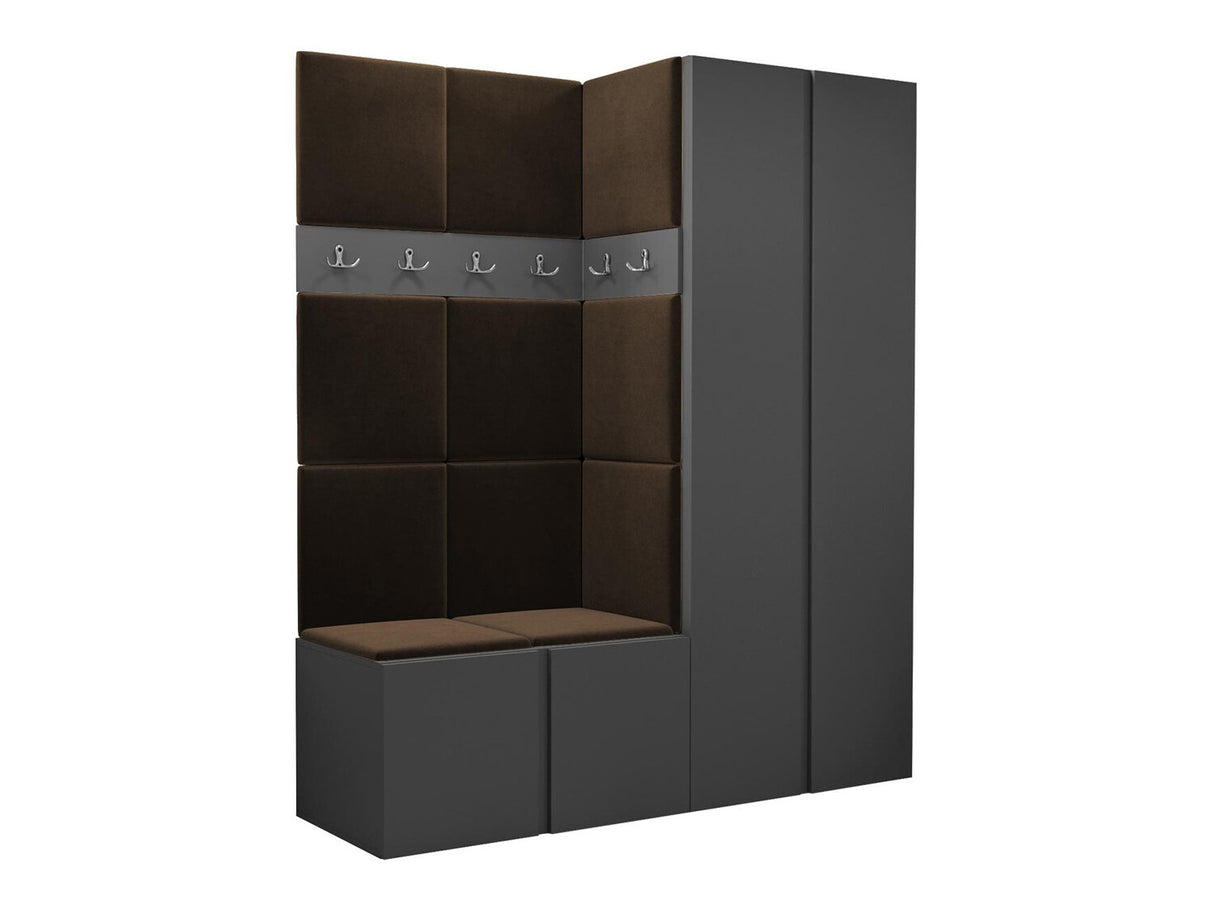 Előszoba garnitúra ORION III (Tavasz III), Keret színe: Grafit, Puha falpanel színe: Manila 04