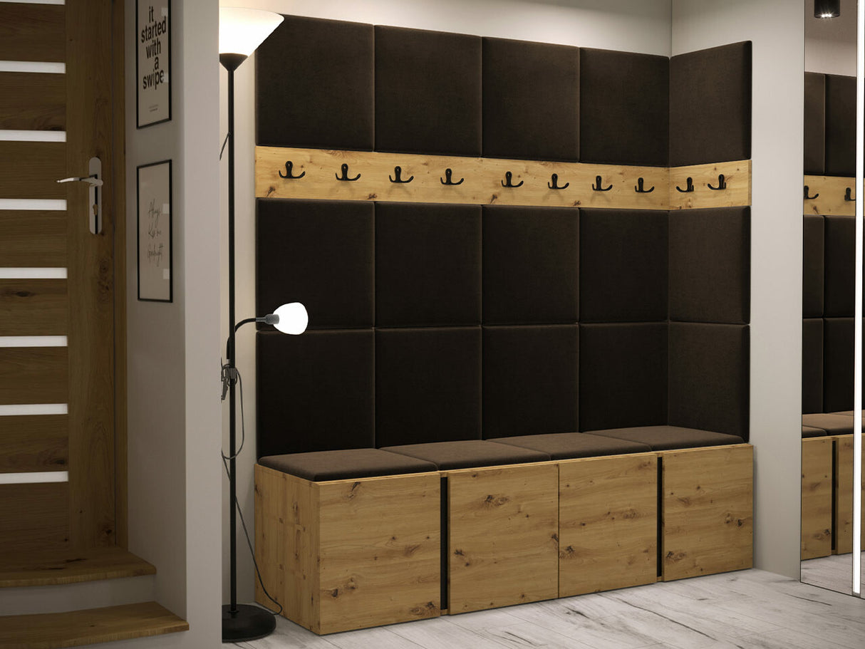 Előszoba garnitúra ORION II (Tavasz II), Keret színe: Artisan tölgy, Puha falpanel színe: Manila 04