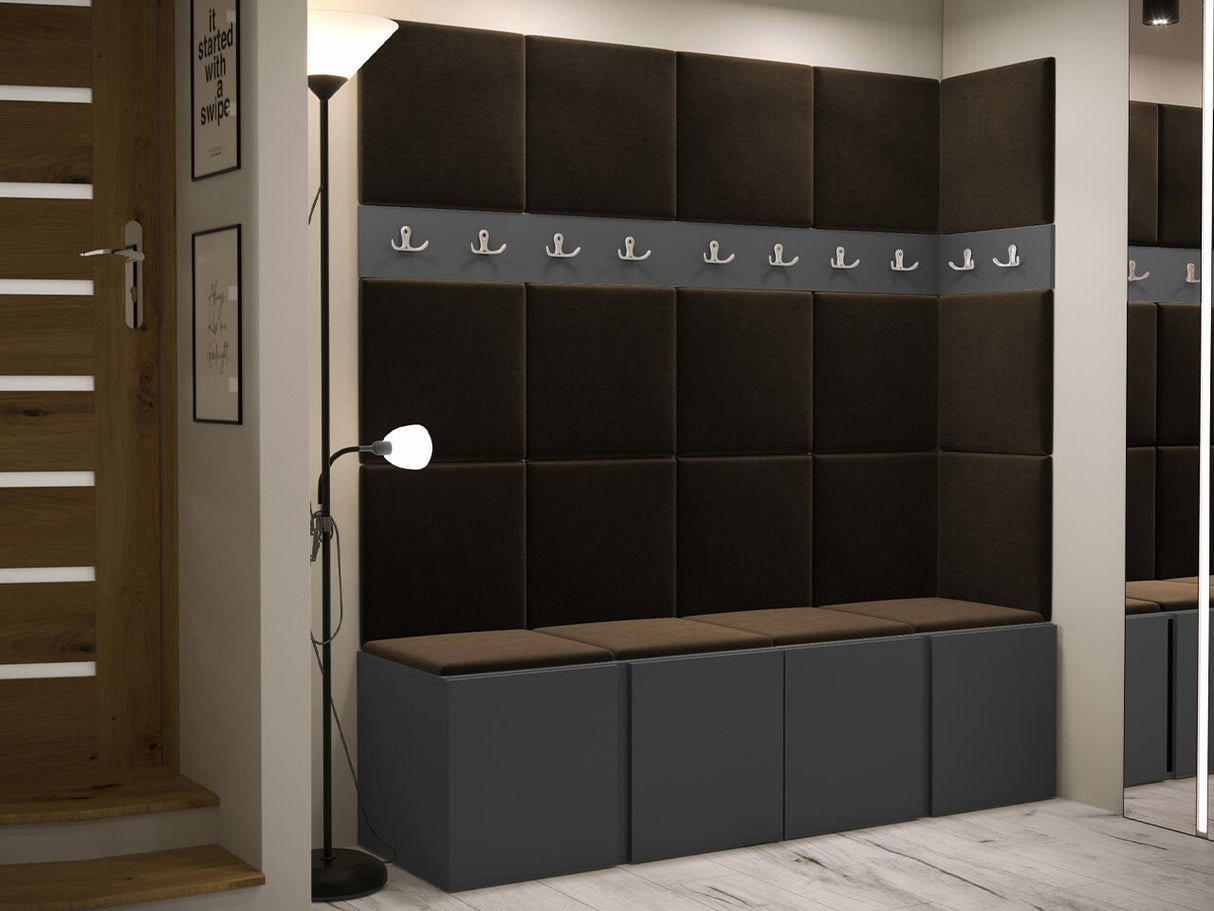 Előszoba garnitúra ORION II (Tavasz II), Keret színe: Grafit, Puha falpanel színe: Manila 04