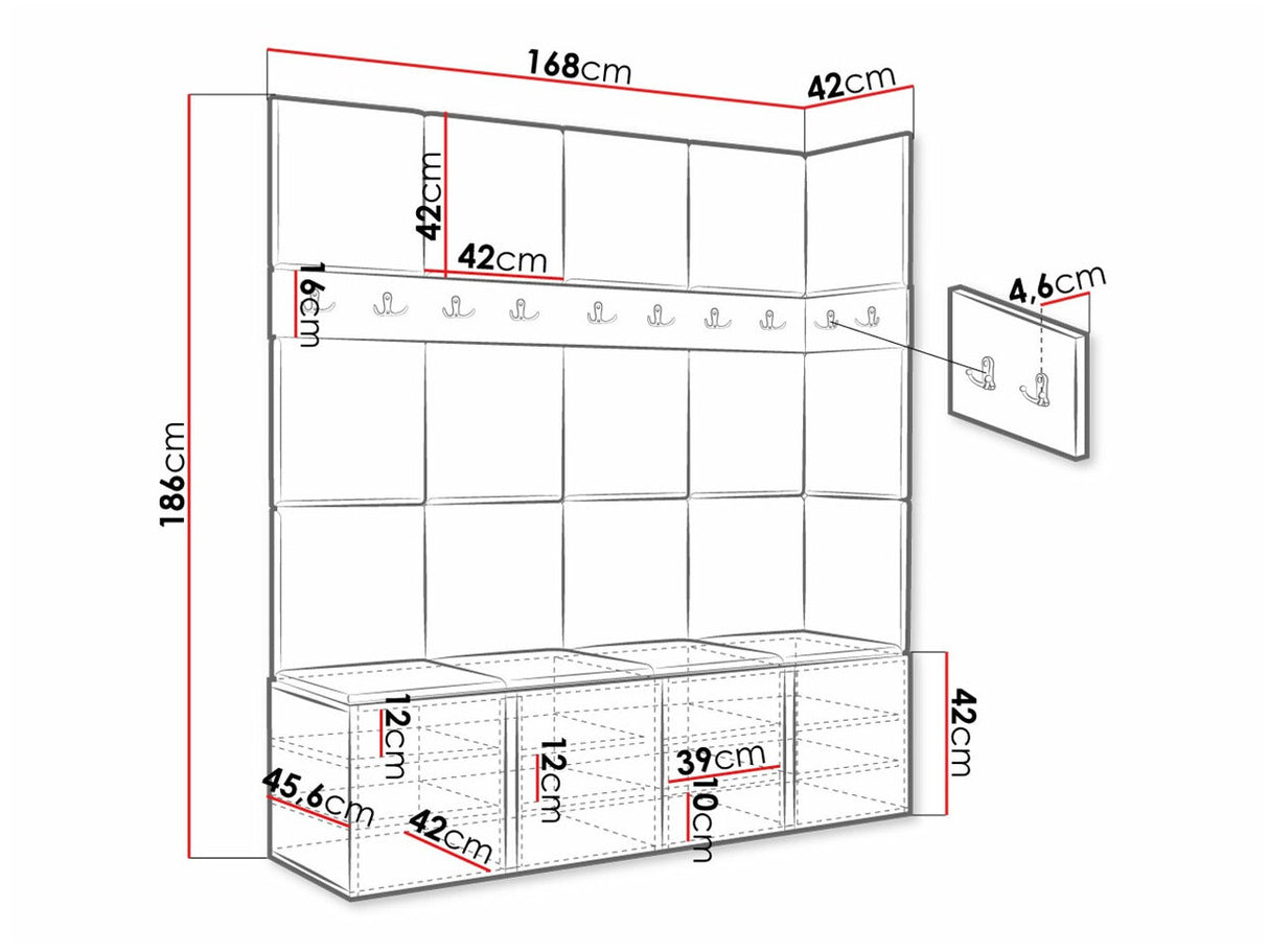 Előszoba garnitúra ORION II (Tavasz II), Keret színe: Artisan tölgy, Puha falpanel színe: Manila 04