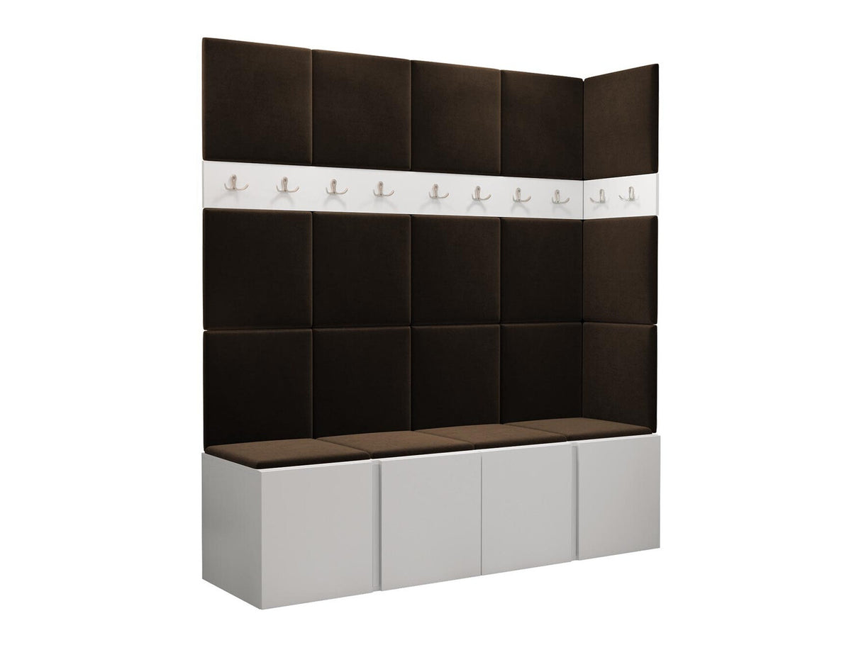 Előszoba garnitúra ORION II (Tavasz II), Keret színe: Fehér, Puha falpanel színe: Manila 04