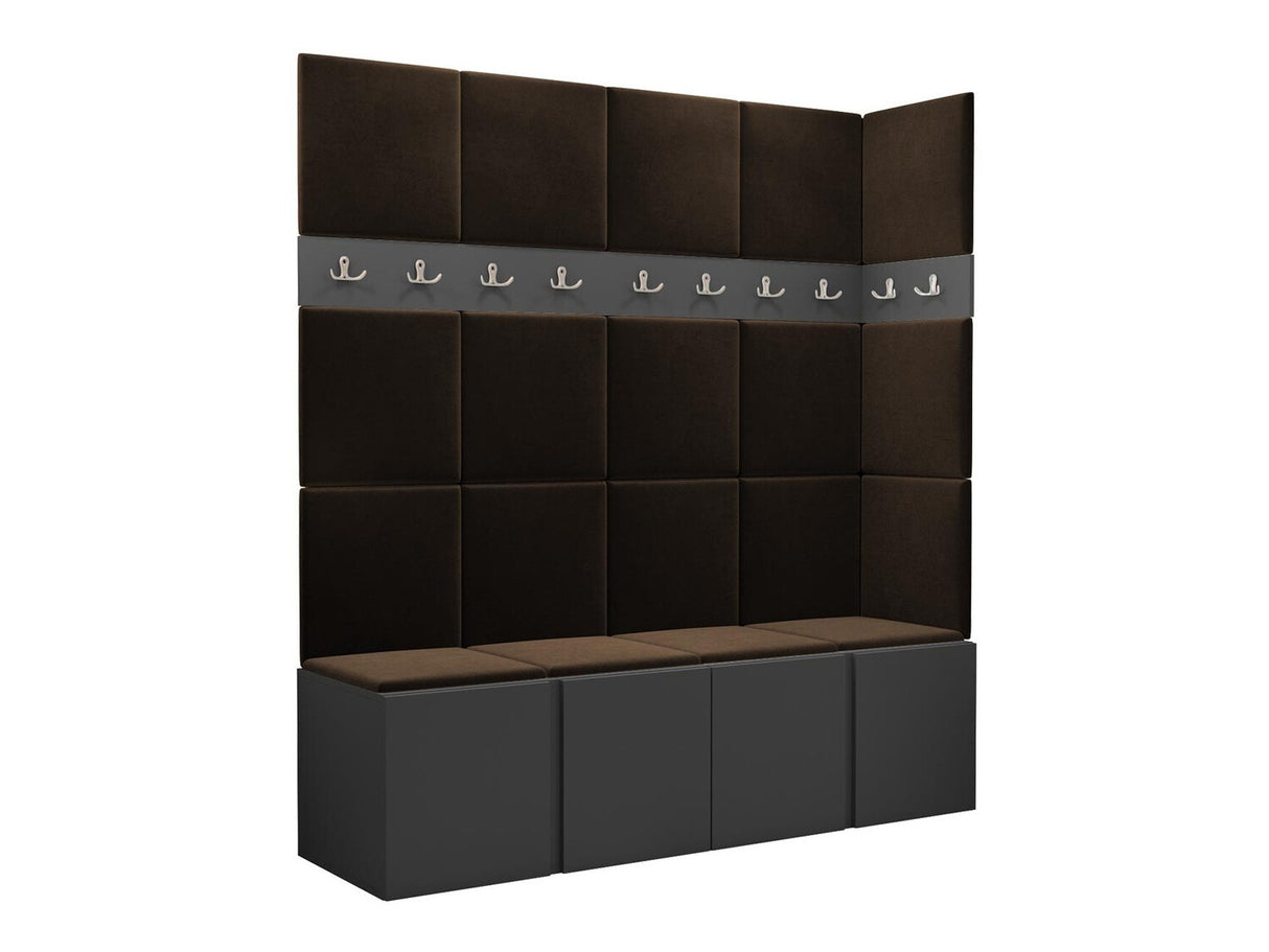 Előszoba garnitúra ORION II (Tavasz II), Keret színe: Grafit, Puha falpanel színe: Manila 04