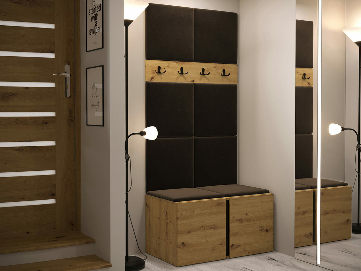 Előszoba garnitúra ORION IV (Tavasz IV), Keret színe: Artisan tölgy, Puha falpanel színe: Manila 04