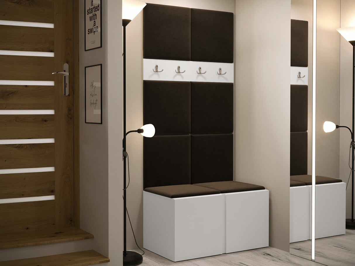 Előszoba garnitúra ORION IV (Tavasz IV), Keret színe: Fehér, Puha falpanel színe: Manila 04