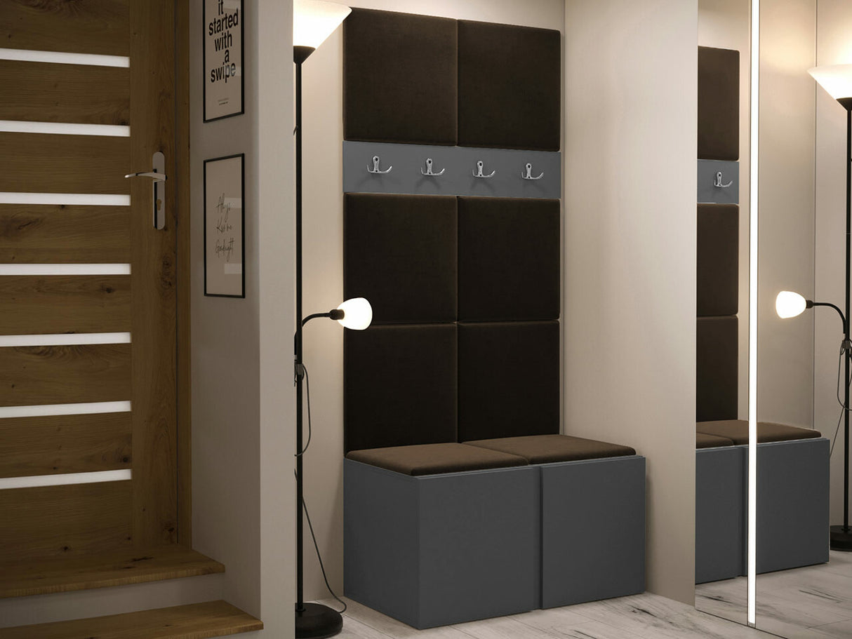 Előszoba garnitúra ORION IV (Tavasz IV), Keret színe: Grafit, Puha falpanel színe: Manila 04