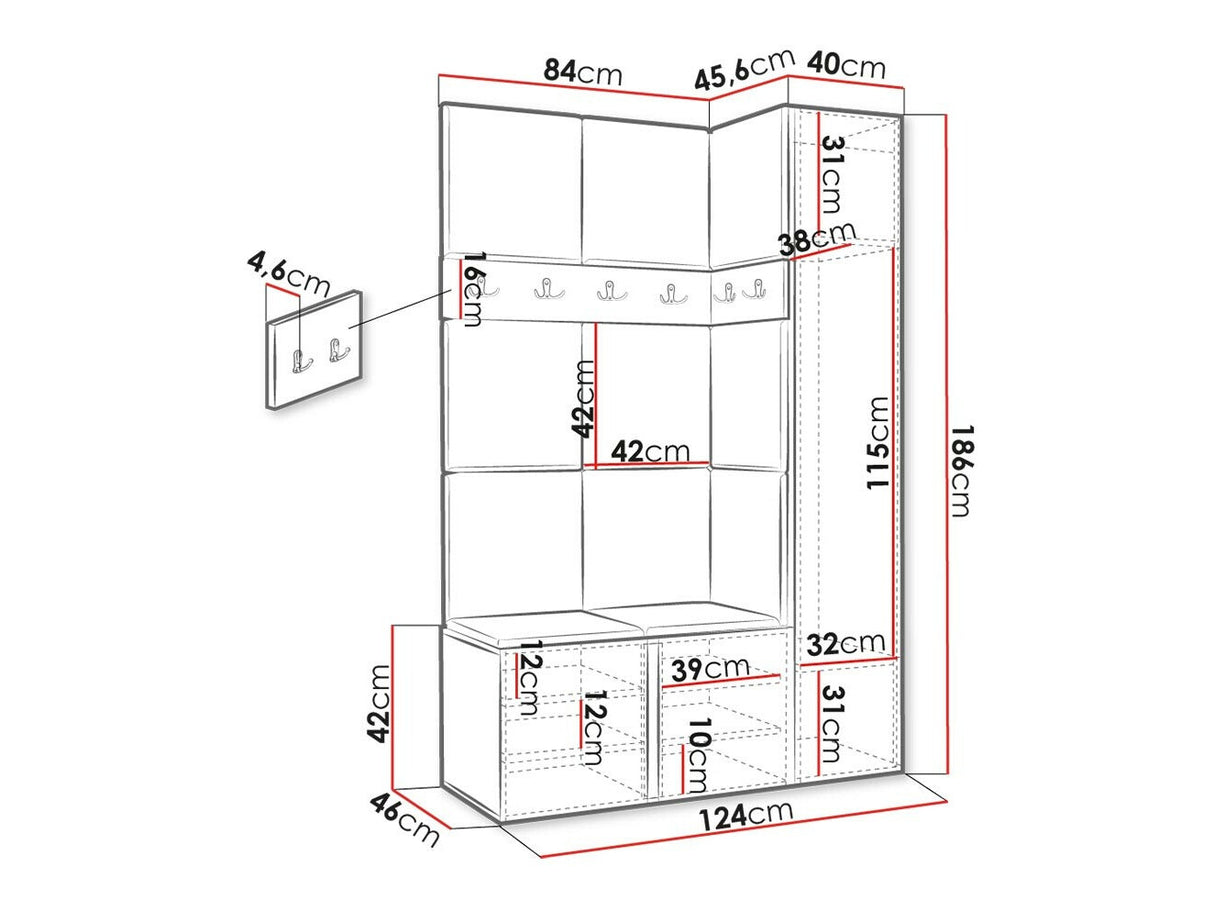 Előszoba garnitúra Zestaw ORION IX (Tavasz IX), Keret színe: Artisan tölgy, Puha falpanel színe: Manila 04