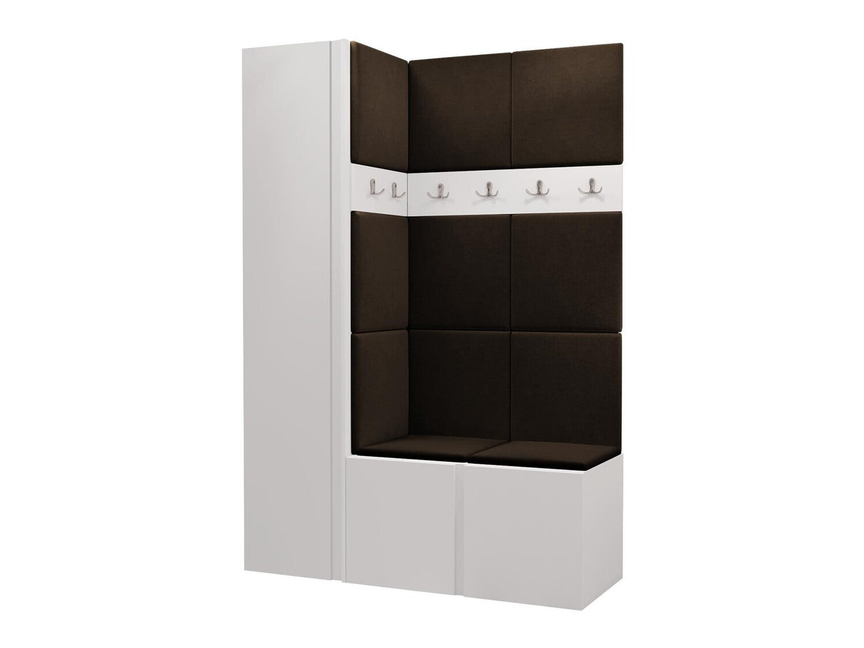 Előszoba garnitúra Zestaw ORION IX (Tavasz IX), Keret színe: Fehér, Puha falpanel színe: Manila 04