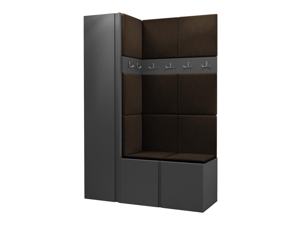 Előszoba garnitúra Zestaw ORION IX (Tavasz IX), Keret színe: Grafit, Puha falpanel színe: Manila 04