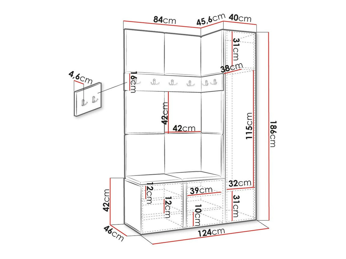 Előszoba garnitúra Zestaw ORION IX (Tavasz IX), Keret színe: Grafit, Puha falpanel színe: Manila 04