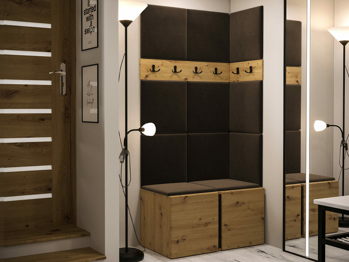 Előszoba garnitúra ORION I (Tavasz I), Keret színe: Artisan tölgy, Puha falpanel színe: Manila 04