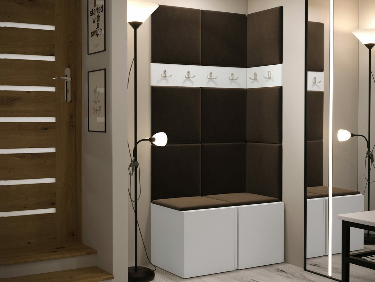 Előszoba garnitúra ORION I (Tavasz I), Keret színe: Fehér, Puha falpanel színe: Manila 04