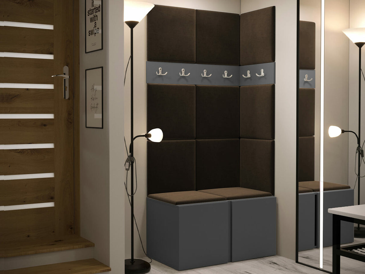 Előszoba garnitúra ORION I (Tavasz I), Keret színe: Grafit, Puha falpanel színe: Manila 04