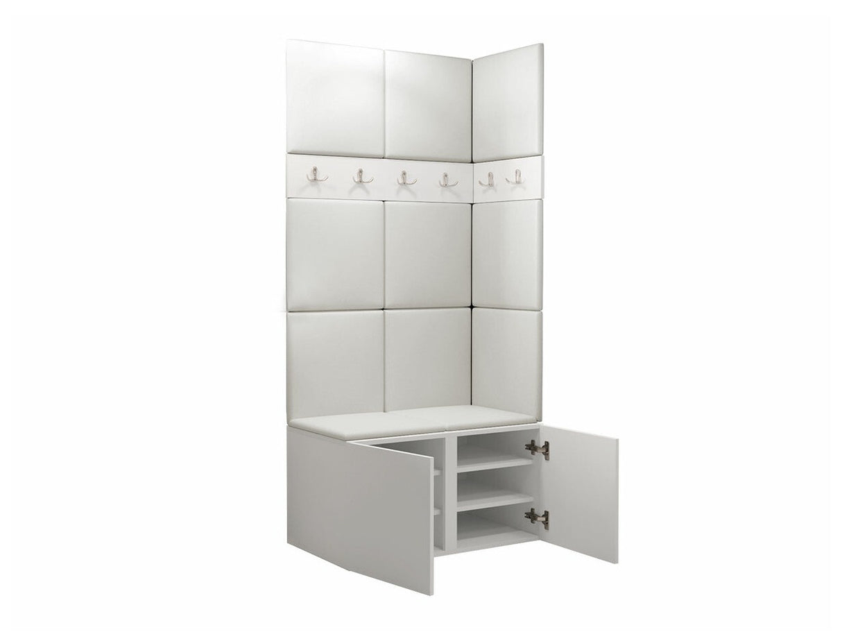 Előszoba garnitúra ORION I (Tavasz I), Keret színe: Fehér, Puha falpanel színe: Manila 04