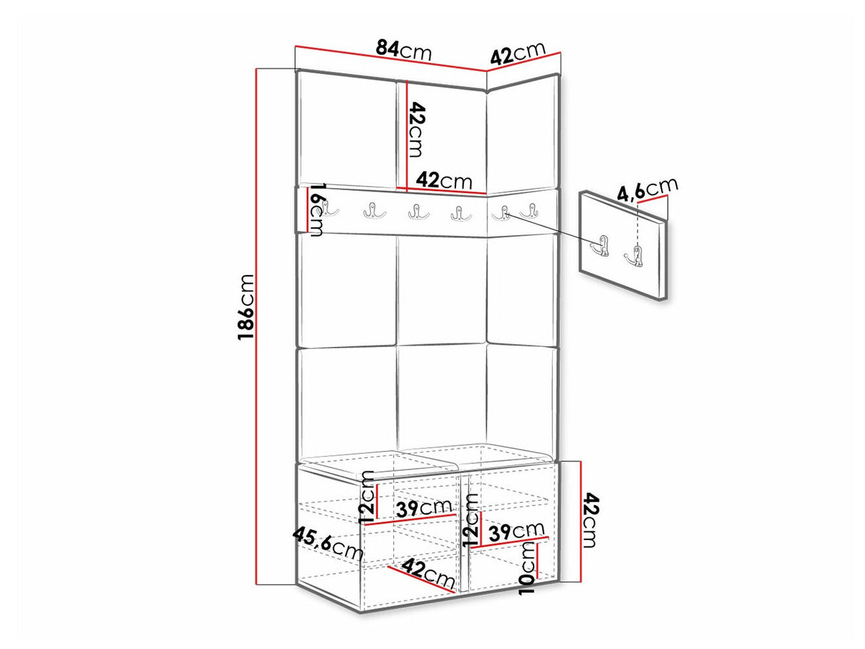 Előszoba garnitúra ORION I (Tavasz I), Keret színe: Fehér, Puha falpanel színe: Manila 04