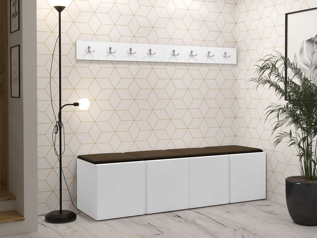 Előszoba garnitúra ORION VII (Tavasz VII), Keret színe: Fehér, Puha falpanel színe: Manila 04