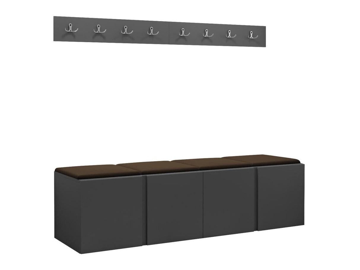 Előszoba garnitúra ORION VII (Tavasz VII), Keret színe: Grafit, Puha falpanel színe: Manila 04