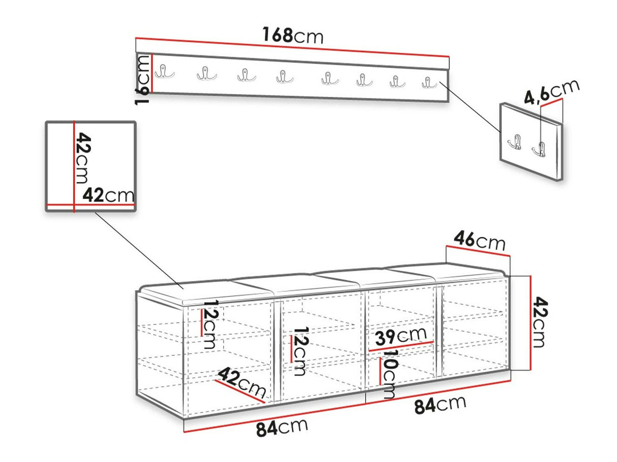 Előszoba garnitúra ORION VII (Tavasz VII), Keret színe: Grafit, Puha falpanel színe: Manila 04
