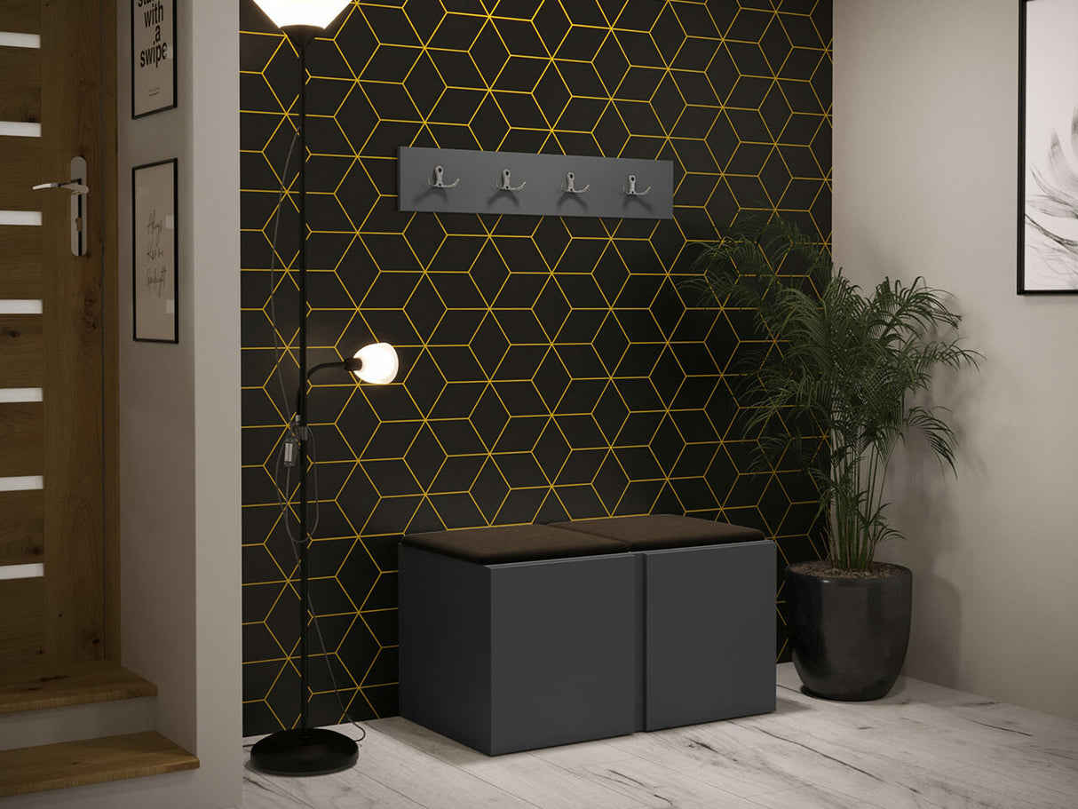 Előszoba garnitúra ORION VI (Tavasz VI), Keret színe: Grafit, Puha falpanel színe: Manila 04