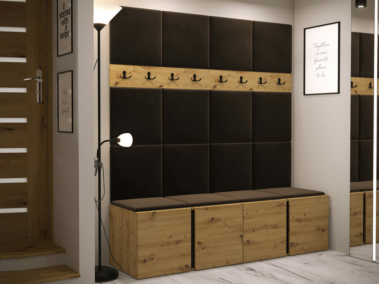 Előszoba garnitúra ORION V (Tavasz V), Keret színe: Artisan tölgy, Puha falpanel színe: Manila 04