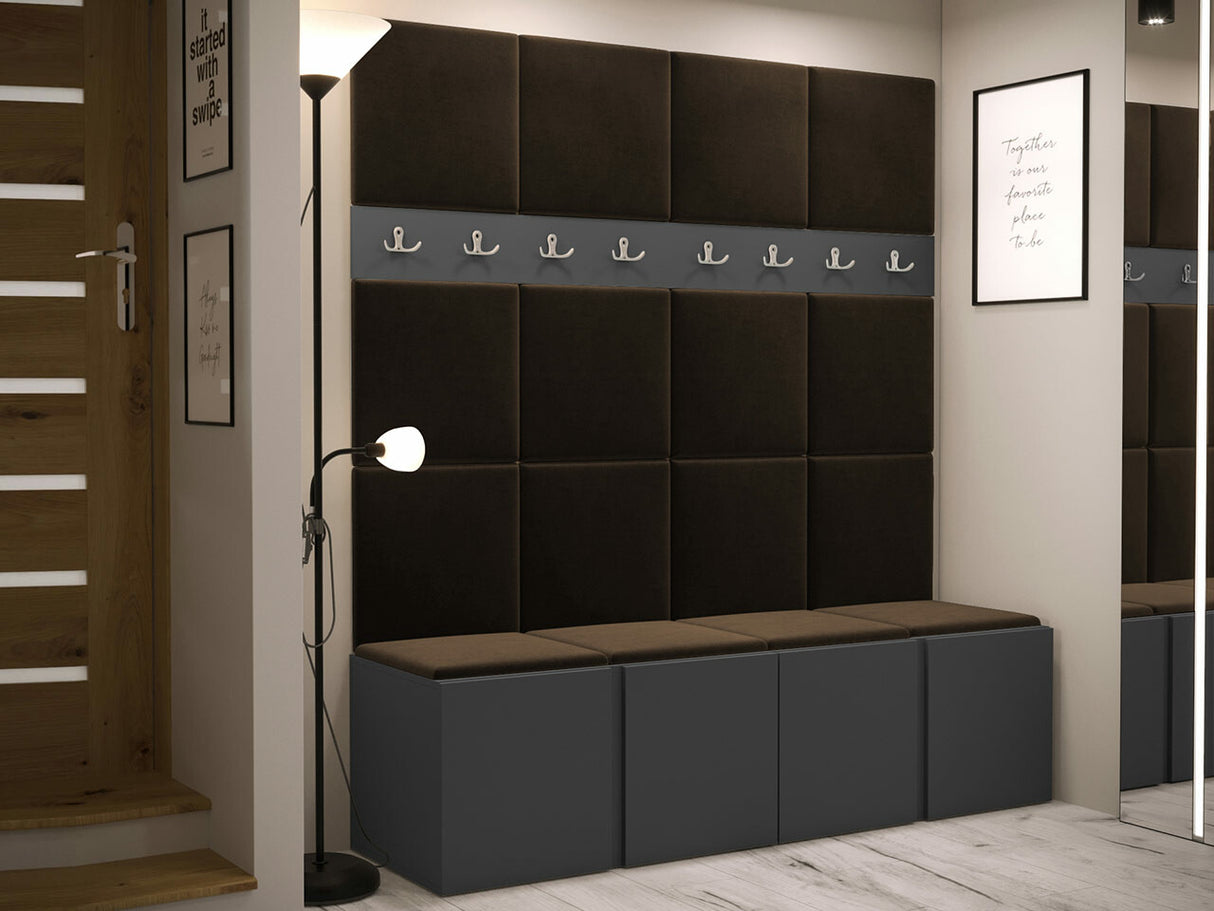 Előszoba garnitúra ORION V (Tavasz V), Keret színe: Grafit, Puha falpanel színe: Manila 04