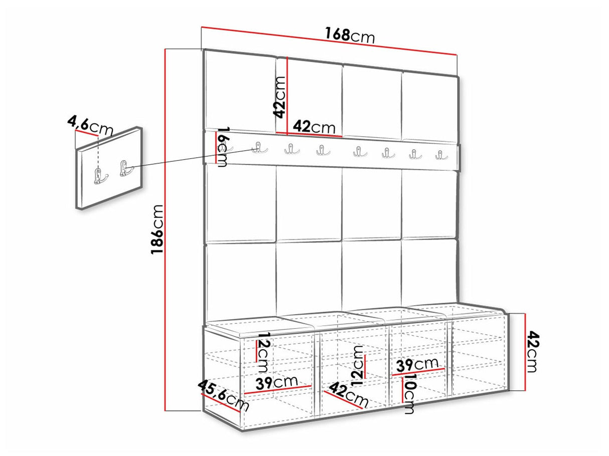 Előszoba garnitúra ORION V (Tavasz V), Keret színe: Artisan tölgy, Puha falpanel színe: Manila 04