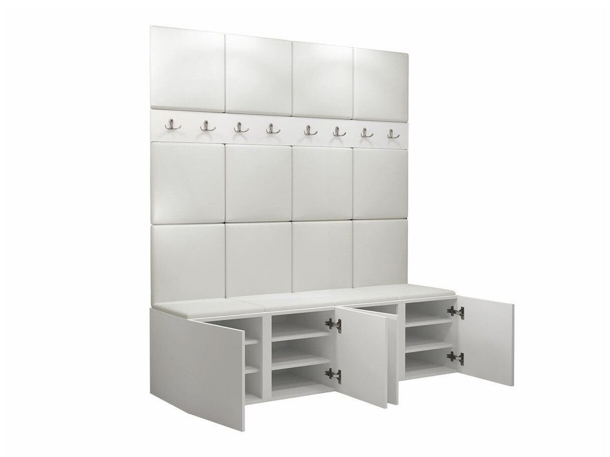 Előszoba garnitúra ORION V (Tavasz V), Keret színe: Fehér, Puha falpanel színe: Manila 04